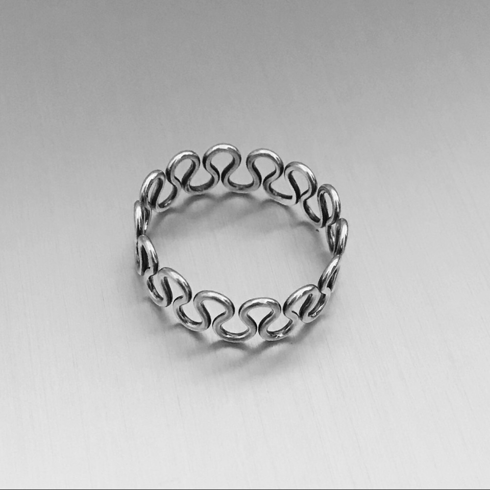 Sterling Silver Thin Endless Loops Ring - image 3